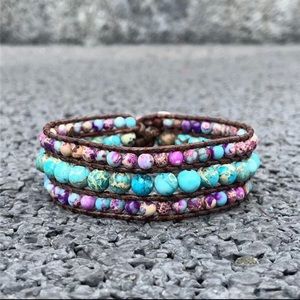 Boho Natural Emperor Stone Beaded Wrap Bracelet